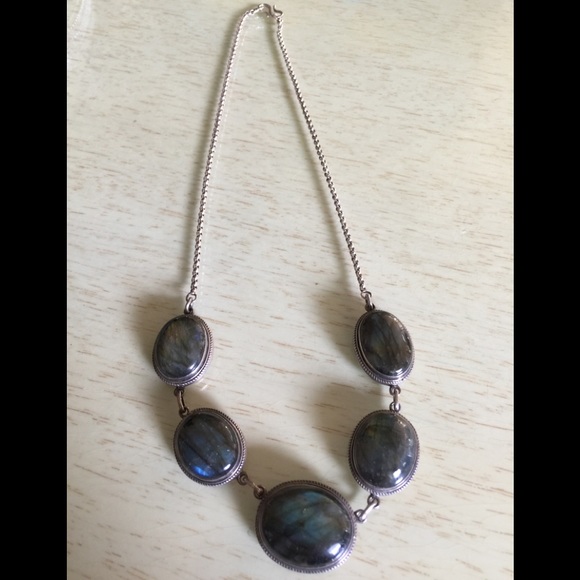 Labrodorite Jewelry - Labradorite Stones Sterling Silver Necklace